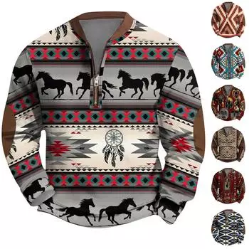 Мужская повседневная толстовка в стиле ретро с градиентным принтом XL синий