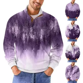 Мужская повседневная толстовка в стиле ретро с градиентным принтом L фиолетовый