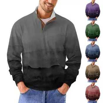 Мужская повседневная толстовка в стиле ретро с градиентным принтом XXXL кофейный