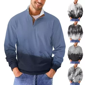 Мужская повседневная толстовка в стиле ретро с градиентным принтом M синий