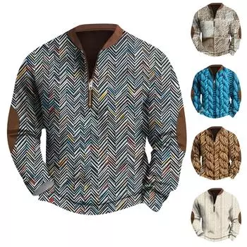 Мужская повседневная толстовка в стиле ретро с градиентным принтом XXXXL хаки