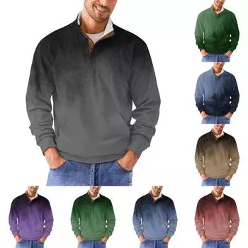 Мужская повседневная толстовка в стиле ретро с градиентным принтом XXL синий