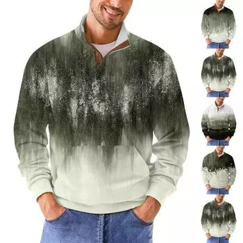 Мужская повседневная толстовка в стиле ретро с градиентным принтом L зелёный