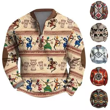 Мужская повседневная толстовка в стиле ретро с градиентным принтом XXL красный