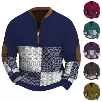 Мужская повседневная толстовка в стиле ретро с градиентным принтом XL коричневый