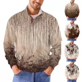 Мужская повседневная толстовка в стиле ретро с градиентным принтом XXXL коричневый