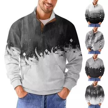 Мужская повседневная толстовка в стиле ретро с градиентным принтом XXXXL