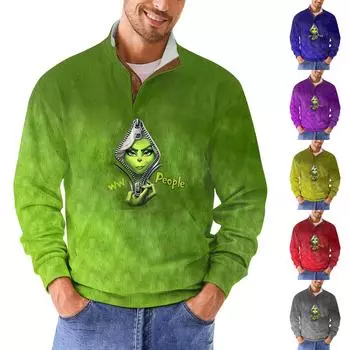 Мужская повседневная толстовка в стиле ретро с градиентным принтом L синий