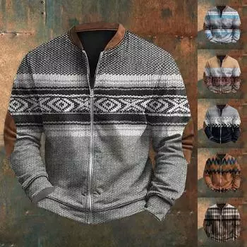 Мужская повседневная толстовка в стиле ретро с градиентным принтом L чёрный