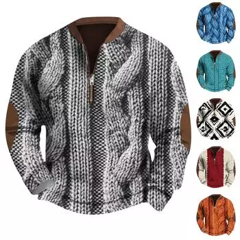 Мужская повседневная толстовка в стиле ретро с градиентным принтом XXL