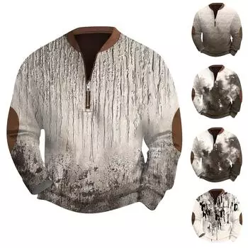 Мужская повседневная толстовка в стиле ретро с градиентным принтом XL коричневый