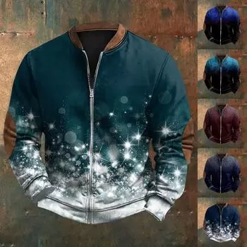 Мужская повседневная толстовка в стиле ретро с градиентным принтом L синий