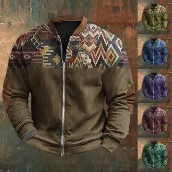 Мужская повседневная толстовка в стиле ретро с градиентным принтом L синий