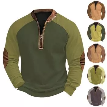 Мужская повседневная толстовка в стиле ретро с цветными блоками на молнии XXXL