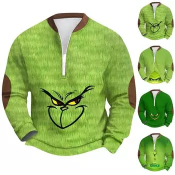 Мужская повседневная толстовка в стиле ретро с градиентным принтом L армия зеленый