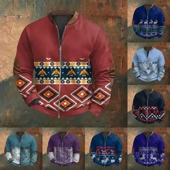 Мужская повседневная толстовка в стиле ретро с градиентным принтом L синий