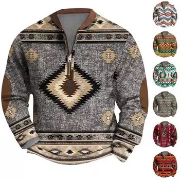 Мужская повседневная толстовка в стиле ретро с градиентным принтом L армия зеленый