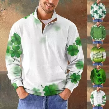 Мужская повседневная толстовка в стиле ретро с градиентным принтом L армия зеленый