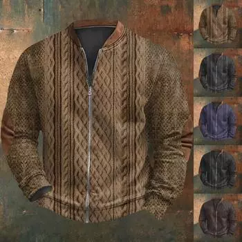 Мужская повседневная толстовка в стиле ретро с градиентным принтом L чёрный