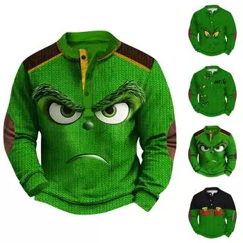 Мужская повседневная толстовка в стиле ретро с градиентным принтом L армия зеленый