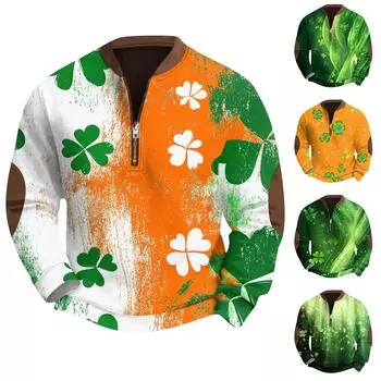 Мужская повседневная толстовка в стиле ретро с градиентным принтом XXXXL зелёный