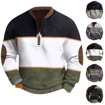 Мужская повседневная толстовка в стиле ретро с градиентным принтом L армия зеленый