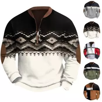 Мужская повседневная толстовка в стиле ретро с градиентным принтом L армия зеленый