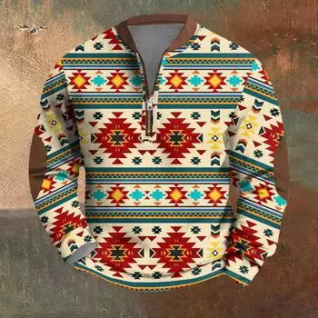 Мужская повседневная толстовка в стиле ретро с градиентным принтом XXXL коричневый