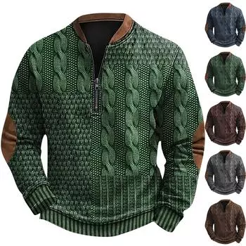 Мужская повседневная толстовка в стиле ретро с градиентным принтом L армия зеленый