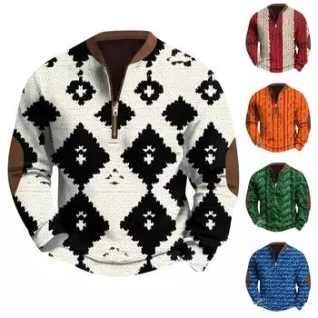 Мужская повседневная толстовка в стиле ретро с градиентным принтом XXXL синий