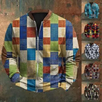 Мужская повседневная толстовка в стиле ретро с градиентным принтом XL