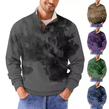 Мужская повседневная толстовка в стиле ретро с градиентным принтом XXL синий