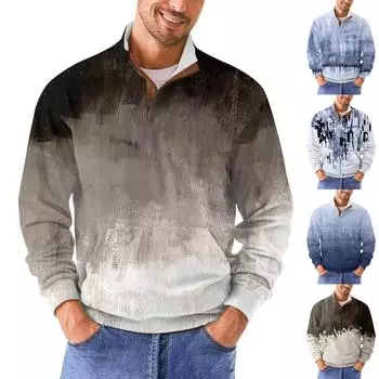 Мужская повседневная толстовка в стиле ретро с градиентным принтом XXXXXL коричневый