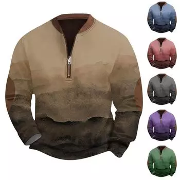 Мужская повседневная толстовка в стиле ретро с градиентным принтом XXXL синий