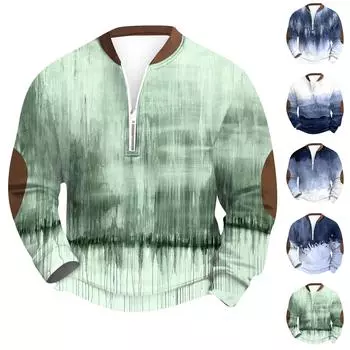 Мужская повседневная толстовка в стиле ретро с градиентным принтом L синий