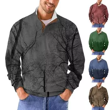 Мужская повседневная толстовка в стиле ретро с градиентным принтом S чёрный