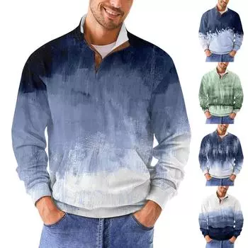 Мужская повседневная толстовка в стиле ретро с градиентным принтом L