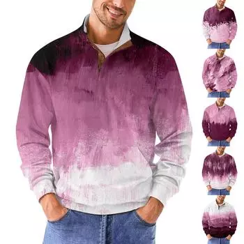 Мужская повседневная толстовка в стиле ретро с градиентным принтом XXXXXL