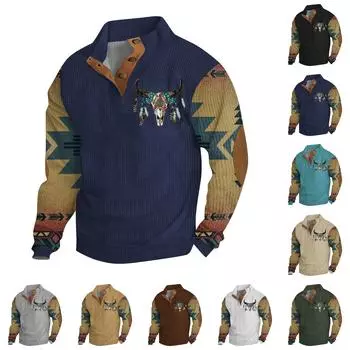 Мужская повседневная толстовка в стиле ретро с градиентным принтом L армия зеленый