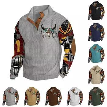 Мужская повседневная толстовка в стиле ретро с градиентным принтом L армия зеленый