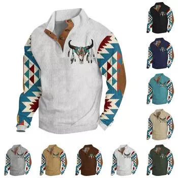 Мужская повседневная толстовка в стиле ретро с градиентным принтом L армия зеленый