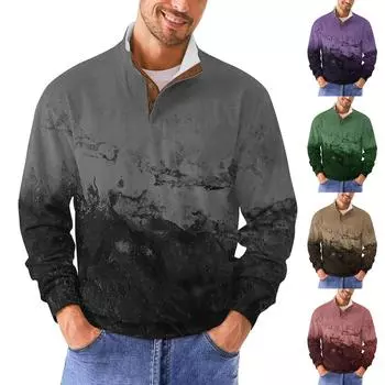 Мужская повседневная толстовка в стиле ретро с градиентным принтом XXXL зелёный