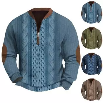 Мужская повседневная толстовка в стиле ретро с градиентным принтом L армия зеленый