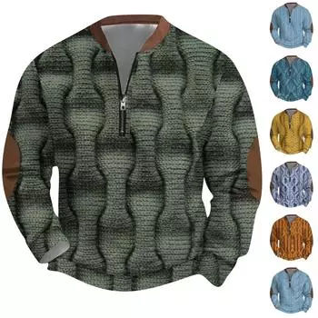 Мужская повседневная толстовка в стиле ретро с градиентным принтом L армия зеленый