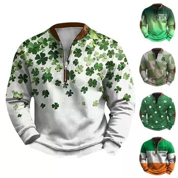 Мужская повседневная толстовка в стиле ретро с градиентным принтом L армия зеленый