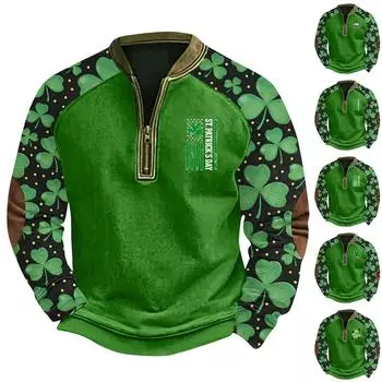 Мужская повседневная толстовка в стиле ретро с градиентным принтом L армия зеленый