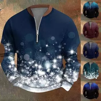 Мужская повседневная толстовка в стиле ретро с градиентным принтом L синий