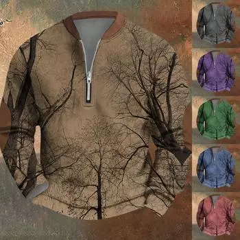 Мужская повседневная толстовка в стиле ретро с градиентным принтом L синий