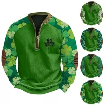 Мужская повседневная толстовка в стиле ретро с градиентным принтом M зелёный