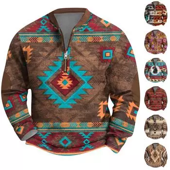 Мужская повседневная толстовка в стиле ретро с градиентным принтом XXXXL